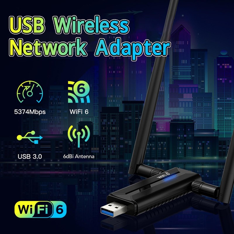 ASHATA USB WLAN Adapter for PC, USB 3.0 WiFi6E AX5400M