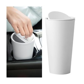 JNNJ Car Rubbish Bin, Car Mini Rubbish Bin with Lid, Plastic Car Universal Mini Rubbish Bin, Portable Car Rubbish Bin, Suitable for Cars, Bedrooms (White)