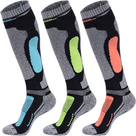 Merino Wool Ski Socks, Cold Weather Knee-High Thermal Socks for Winter, Snow, Snowboarding, Hiking
