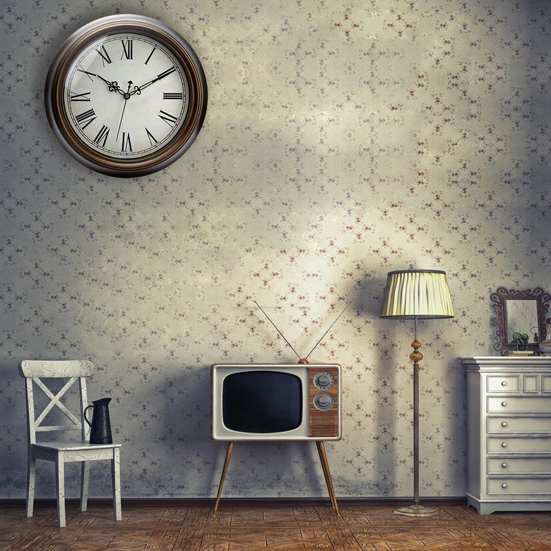 Plumeet Large Metal Wall Clock, 13'' Non Ticking Classic Retro