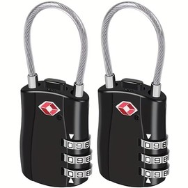 EVRU TSA Luggage Locks, [2 Pack] 3-Digit Security Suitcase Locks, Combination Padlock for Suitcases Flexible Cable Travel Lock, TSA Approved Luggage Padlock for Suitcases Travel Bag Case