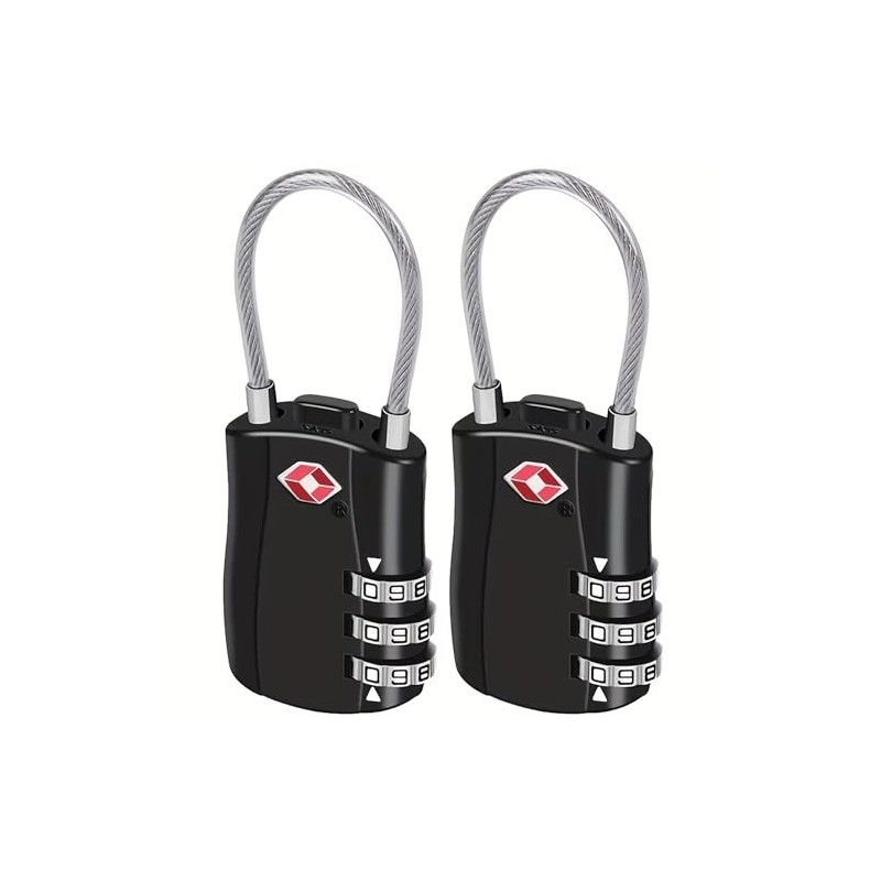 EVRU TSA Luggage Locks, [2 Pack] 3-Digit Security Suitcase Locks,
