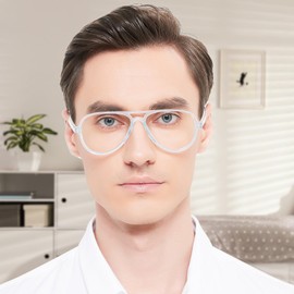 WEMOOTANTS 4 Packs Large Blue Light Blocking Glasses Men Women Aviator Computer Glasses Vintage 70s Fake Crystal Blue Eyeglasses