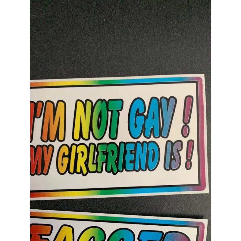 6 Piece Gay Prank Joke Bumper Stickers Decals 3x5” Kit