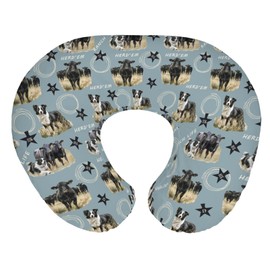 Herding Dog Baby Nursing Pillow Covers for Boy Girl Cattle Rancher Nursing Pillow Slipcovers for Breastfeeding Pillows Cowboy Western Cow Soft Stretchy Removable Cover for Newborn Infant Blue