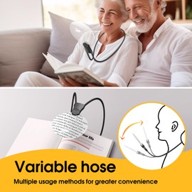 IMICHI Hands Free Magnifying Glass, 5.1 Inch 5X Magnifying Glass for Reading with Stand, Neck-Worn Large Magnifier for Seniors, Perfect for Reading Books, Sewing, and Cross-Stitching FDJ-Y-US-01-V4