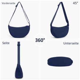 TIAASTAP Women's Half Moon Crossbody Shoulder Bag, Hobo Casual Crossbody Bag, Plain Portable Crescent Moon Bag, Shoulder Bag with Adjustable Shoulder Strap, A-dark blue