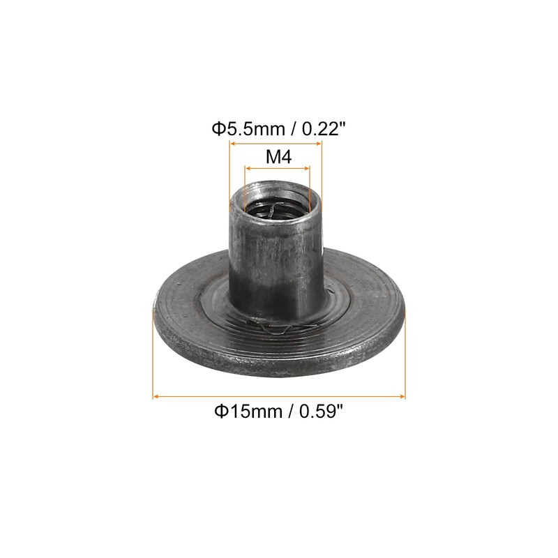 uxcell M4 T-Nuts, 12pcs Carbon Steel Tee Nut Round Base