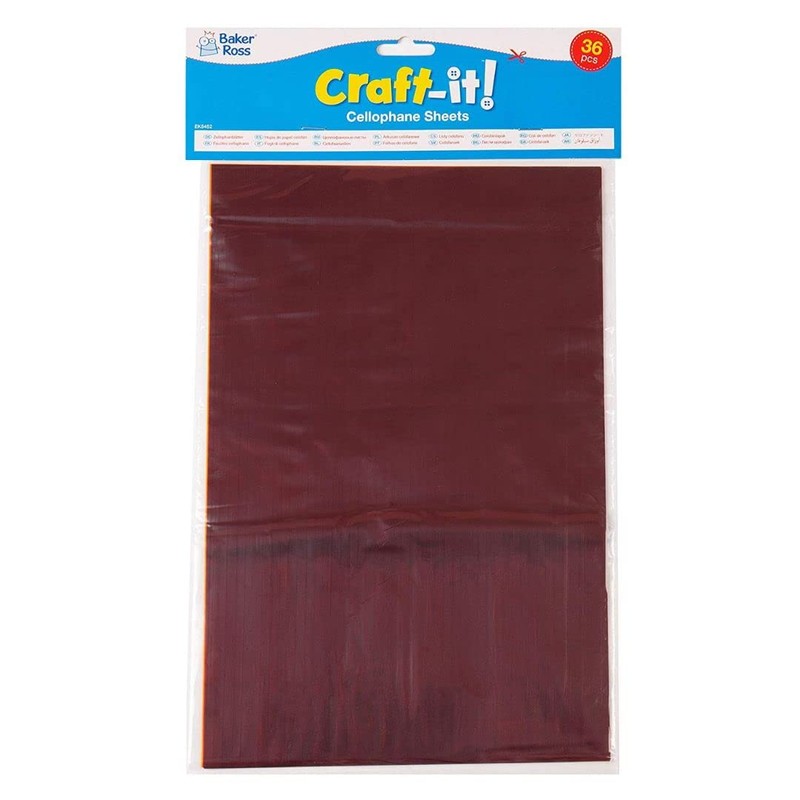 A4 Coloured Cellophane Craft Sheets 6 Assorted Colours Stained Glass