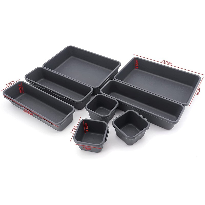Addis 8pcs Interlocking Drawer Organiser Plastic Storage Trays Dividers for