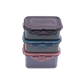 LocknLock Eco Food Storage Container Set of 3 with Lids - Rectangular Container Set 470ml / 2 x 350ml, Airtight, Watertight, BPA Free & Dishwasher Safe