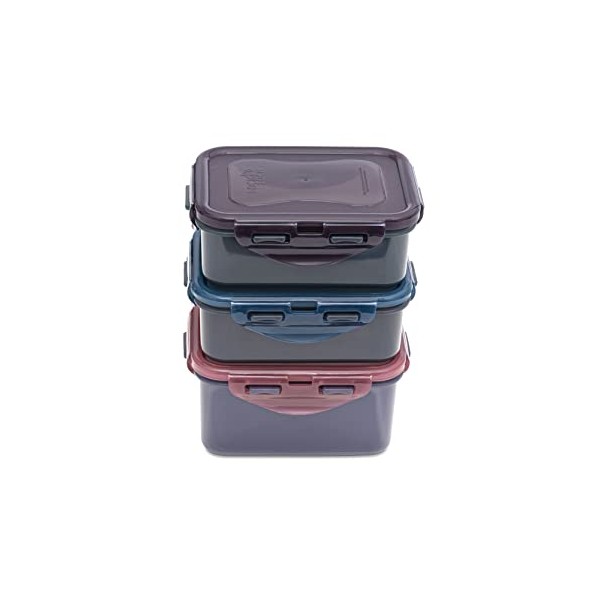 LocknLock Eco Food Storage Container Set of 3 with Lids - Rectangular Container Set 470ml / 2 x 350ml, Airtight, Watertight, BPA Free & Dishwasher Safe