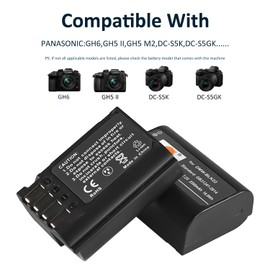 DSTE 2PCS DMW-BLK22 High Capacity Li-ion Battery Compatible with Panasonic Lumix DC-G9 II DC-S5 DC-S5 II DC-S5 IIX GH5 II GH6 S5II S5IIX S5M2 S5M2X GH5M2 Camera