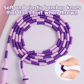 MUNSKT Beaded Skipping Rope Beaded Jump Rope Tangle Free 2.8m/1.1in Adjustable Length for Kids and Adult (purple)
