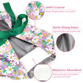 Fanadith Surgical Caps for Women, Scrub Caps Women Ponytail, 2 PCS Scrub Hats with Buttons Ribbon Tie, Adjustable Surgical Caps for Women Ponytail Nurse Cap