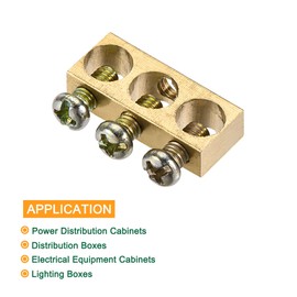 sourcing map Pack of 3 Terminals Earth Rail Screw Block Barrier Brass 3 Positions 25 mm x 5.7 mm x 10 mm for Electrical Distribution