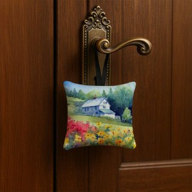 Caroline's Treasures Massachusetts Mayflowers in Watercolor Hanging Square Fabric Ornament 3.5 × 3.5 Decorative Door-Knob & Tree Hanger, Soft Fabric