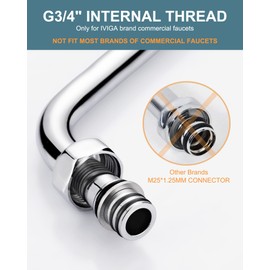 Commercial Faucet Swivel Spout Replacement: iVIGA 6“ Add-on Swing Nozzle Spout - Chrome Polished Spout Replacement for Commercial Kitchen Sink Faucet - 1.8gpm/ 2.2gpm Aerator - G3/4 Internal Thread