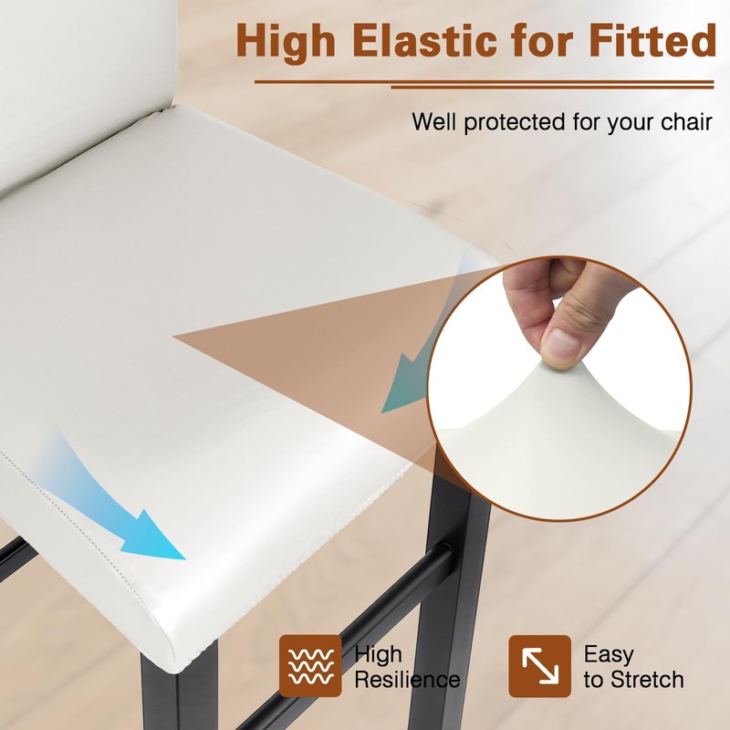 PU Leather Bar Stool Covers with Backs, 4 Pack Stretch