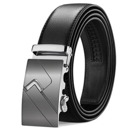 TANGCHAO Men's Belt, Leather Belt Ratchet Automatic Buckle for Men Business Suit Jeans, 35 mm Belt, Adjustable Size, Black 05