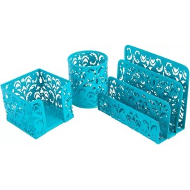 EasyPAG Dark Teal Desk Organizer Set 3 Piece Accessories Caddy For Office Supplies