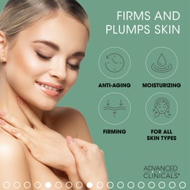 Advanced Clinicals Collagen Cream + Puffy Eye Face Serum 2pc Set | Firming Collagen Body Lotion & Brightening Under Eye Serum | Fragrance Free | Skin Tightening Cream | Skin Care Products, 2pc Bundle