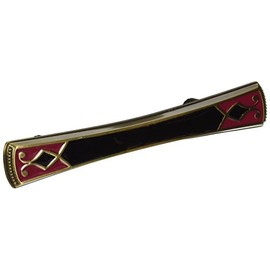 Atlas Homewares 3187-R/B 5-Inch Canterbury Pull from the Canterbury Collection, Antique Brass material with Enameling Lacquer, Black and Red