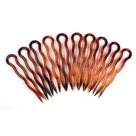 Simple Simple Hair Pins -- 10 Pieces (7 cm, Havana Brown)