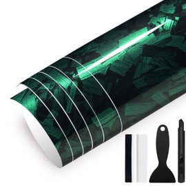GRTHTATI Forged Carbon Automotive Film, Self Adhesive Automotive Film, Bubble Free, with Air Channels, Carbon Membrane for Cars and Motorcycles (Gloss Green, 1ft x 5ft)