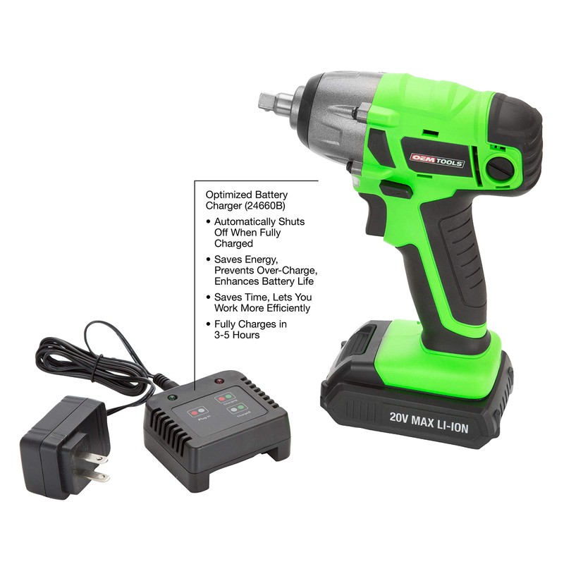 OEMTOOLS 24661 20V MAX Li-Ion 3/8 In. Drive Cordless Impact