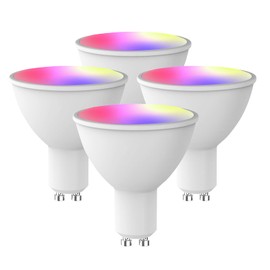CMARS - Bombillas inteligentes MR16/GU10 que funcionan con Alexa Google Home Siri, acceso directo RGBCW regulable, luz LED WiFi de 4 W para pista y foco, no requiere concentrador, paquete de 4