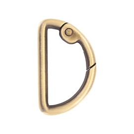 Ohio Travel Bag Spring Gate D Ring, 1-1/8 Inch, Antique Brass Finish, Zinc Alloy, P-2811-ANTB, Each