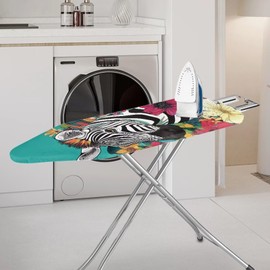 ZIATUBLES Bügelbrettbezug mit Klettverschlüssen, Polyester, Blumenmuster, Zebramuster, Bügelbrettbezug, hitzebeständig, für Wäsche, Kleidung, Geschäft, Wohnaccessoires, M