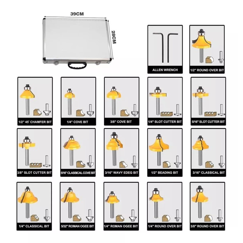 Lovly Kit De Brocas De Fresado 1/4 6.35mm Para Madera,