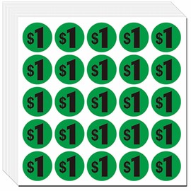 DUGUTUL 500pcs $1 Price Stickers for Garage Sale and Yard Sale | 1 Dollar Price Tags Labels | Super Bright & Jumbo 1" Diameter | Preprinted Price Labels | Garage Sale Stickers