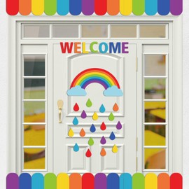 Feifeiya Back to School Rainbow Classroom Door Cutouts Set Bulletin Board Decorations Welcome Back First Day Cutouts Classroom Wall Door Decor for Preschool Elementary Middle School(Rainbow)