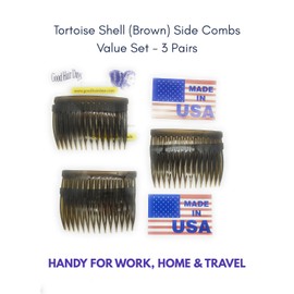 Good Hair Days 6-pack Sidecombs 2 7/8" - Side Hair Combs For All Types of Hair - Hair Accessories, Tortoise Shell