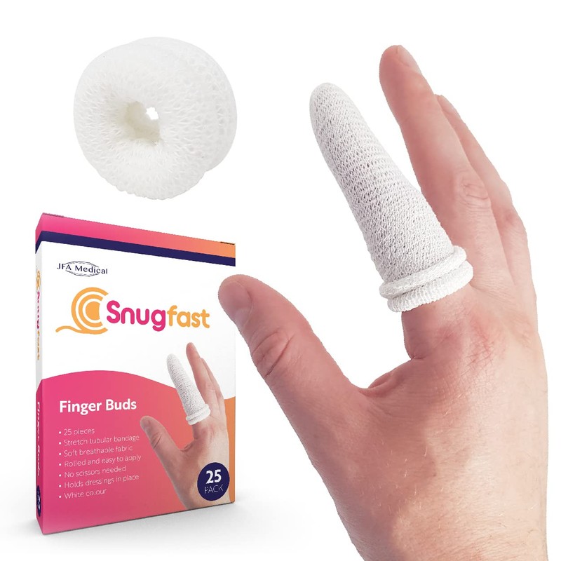 Pack of 25 Snugfast White Finger Cots Buddies Tubular Bandage