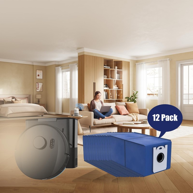 12 Pack Replacement Dust Bags Compatible With bObsweep UltraVision Self-emptying