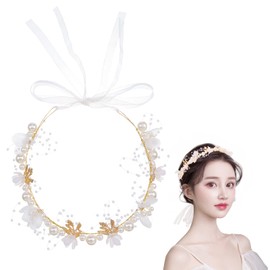 JOELELI Flower Girl Headpiece Silver Princess Wedding Headband Girls Flower Crystal Pearl Vines Hair Accessories for Birthday Party, Photography