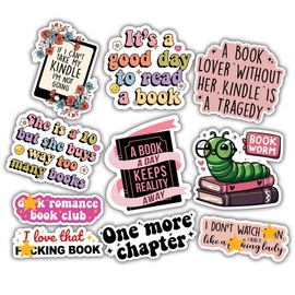 10pcs Kindle Reader Sticker Sheet, Aesthetic Cute Vinyl Decals for Bookworms, Readers, Writers, Reading Stickers, Waterproof, UV-Resistant, for Laptop, Water Bottle, Journal, Scrapbook, Mirror