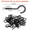 JETOP Screw Hooks Black, Pack of 40 Hooks Ceiling 50