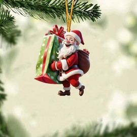 Christmas 2024 Decoration Hanging Ornament, Santa Claus Acrylic Hanging Holiday Ornament Christmas Tree, Hanging Ornaments Christmas Decor Holiday Party Gifts (Santa Claus A)
