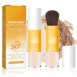 Mineral Sunscreen Setting Powder SPF 50 PA++, Mineral Brush PowderOil Control Matte Finish Loose Powder, Translucent Face Powder for All Skin, Smooth Lightweight Breathable