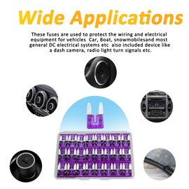 50Pcs 35A Mini Blade Fuses, 35A MiniFuse, ATM APM Blade Fuse, Fusibles Automotive Car MiniFuses Assortment, Mini-Boat-fuses, ATM APM Kit for Car/RV/Truck/Motorcycle