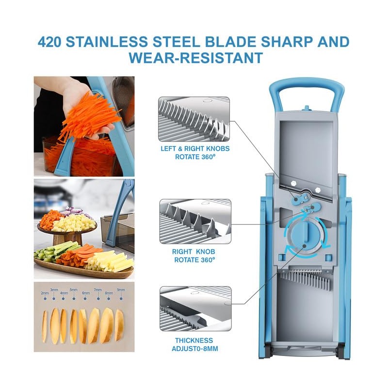 ZTQCSQ Upgraded version Mandoline Slicer for Kitchen &Safe Vegetable Chopper