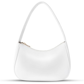 Women's Shoulder Bags, Small Hobo Tote Elegant Clutch Purse with Zipper Closure(White)