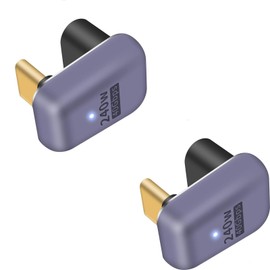 Duttek 240W U Shape USB C Adapter, 180 Degree USB C Adapter 40Gbp, 8K Video Type C Extender for Thunderbort 4/3, Tablet and More Type C Devices 2 Pack