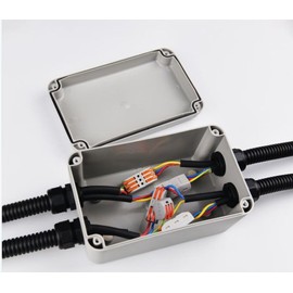 NineLeaf 10PCS Lever Wire Nuts Connectors,Compact Quick Splicing Wire Connectors, Cables from 28 to 12AWG，with 1PK PVC/ABS Outdoor Junction Box Electrical,3 1/4 inch x 2 3/4 inch x 2 1/4 inch