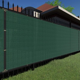 TANG 8' x 12' Privacy Fence Screen Green with Zipties, 150 GSM Outdoor Fencing Panels Blockage Shade Cloth with Grommets, Windscreen Chainlink Fences Mesh Netting Cover for Balcony Yard Deck
